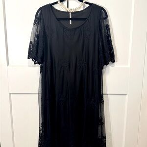 Black dress with lace overlay. Knee length, cocktail dress, size L, Nordstrom